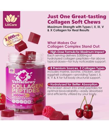 LILICARE 5HTP Gummies for Adults & Kids + Collagen Peptides Soft Chews 3000mg for Women & Men - Buy Online on GoSupps.com