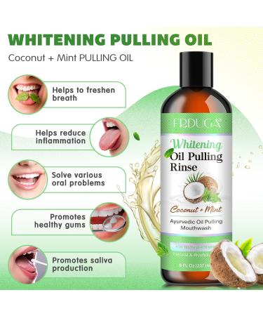 Coconut Oil Pulling for Healthy Teeth & Gums | 237ML Coconut + Mint Mouthwash with Essential Oils | Boost Oral Hygiene - Buy Online on GoSupps.com