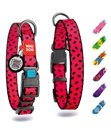 Waudog nylon collar dog dog hewing band large dogs dog collar medium-sized dog collar little dog dog dogs neck band nylon dog cloak puppy adjustable digital dog brand watermelon (pink) 23-35 cm length 15 mm width - Buy Online on GoSupps.com