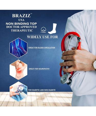 Braziz Diabetic Crew Socks 12 Pairs | Non-Binding Cushion Cotton | Men's Women's White Black Grey | Size 9-11 - Buy Online on GoSupps.com
