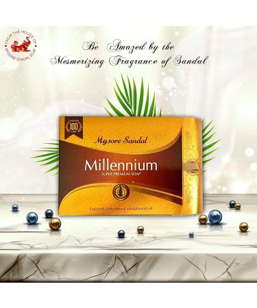 Mysore Sandal Millennium 150 GM Super Premium Sandalwood Soap - Luxurious Natural Skin Care for All Skin Types | International Shipping Available - Buy Online on GoSupps.com