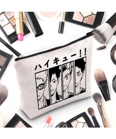 Wumpa Haikyuu Anime Cosmetic Bag | Makeup Bag for Fans - Kotaro Tetsuro Keiji Hinata | Perfect Gift for Women & Girls | Zippered Haikyuu Cosplay Accessory - Buy Online on GoSupps.com