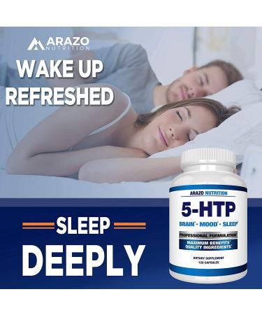 5-HTP 200mg with Calcium for Mood & Sleep | 120 Capsules | High Purity - Arazo Nutrition - Buy Online on GoSupps.com