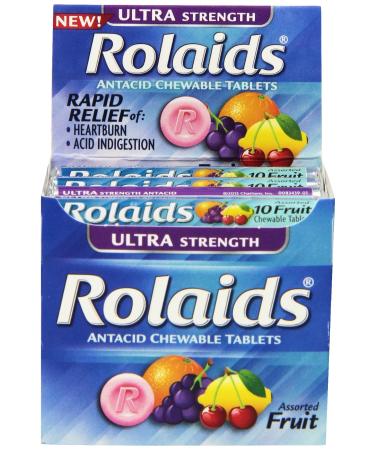 Rolaids Ultra Strength Tablets Fruit 10 Count (Pack of 12)
