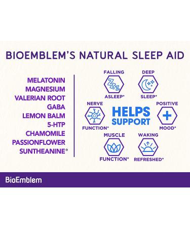 BioEmblem Natural Sleep Aid for Adults | Melatonin, Valerian Root, Suntheanine & More | Herbal Sleeping Pills | 60 Capsules - Buy Online on GoSupps.com