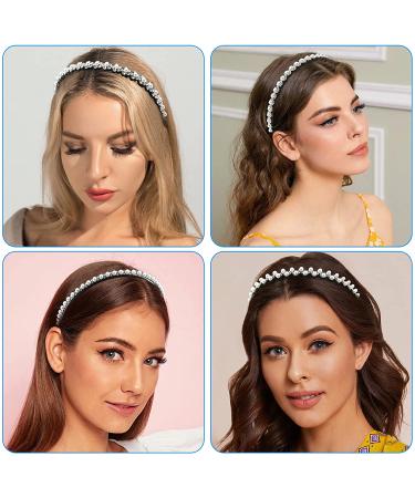 Yeshan Pearl & Rhinestone Hair Comb Headbands for Women - Set of 4 Non-Slip Hair Hoops - Buy Online on GoSupps.com