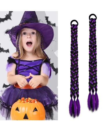 Dreamlover Braiding Hair Extensions for Women Girls Hair Accessories Coloured Hair Extensions Black and Purple 2 Pieces Black and Pupple