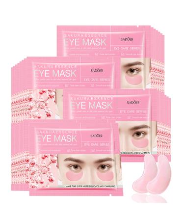 Ruzzut Under Eye Patches -30 Pairs Sakura Essence Eye Masks Eye Patches for Puffy Eyes Reducing Dark Circles Anti-Aging&Refreshing Moisturizing Eye Pads Eye Mask for Face Moisturizer Treatment Sakura Pink