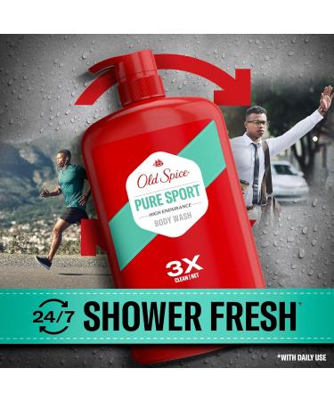 Old Spice Refreshing Body Wash for Men, High Endurance, 3X Defense, 24/7 Shower Fresh with Long Lasting Scent, Pure Sport Scent, 33.4 oz (Pack of 4) - Buy Online on GoSupps.com