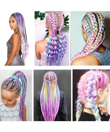 LDMY Ombre Braiding Hair Extensions - 6 Bundles / 24 Inch Jumbo Braids Light Blue-Purple-Pink Synthetic Kanekalon for Cosplay & Halloween - Buy Online on GoSupps.com