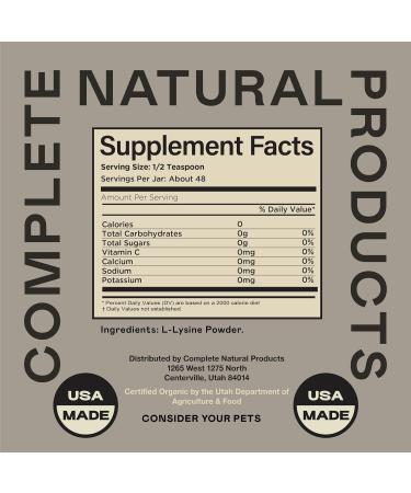 L-Lysine Powder for Pets - 4oz | Pure L-Lysine by Complete Natural Products | Boost Immune Health - Buy Online on GoSupps.com