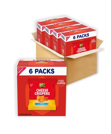 RITZ Cheese Crispers Cheddar Chips, School Lunch Box Snacks, 24 - 0.75 oz Snack Packs