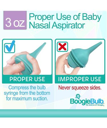 BoogieBulb Baby Nasal Aspirator - BPA & Latex Free - 3 oz Green Bulb Syringe for Toddlers & Adults - Cleanable & Reusable - Buy Online on GoSupps.com