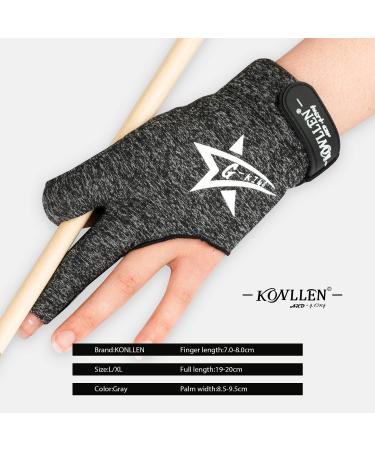 Conllen Billiard Gloves - Breathable & Slip-Resistant Snooker & Pool Accessories | 2-Piece Adjustable XL Gray - Buy Online on GoSupps.com