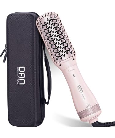 Negative ion Hair Brush, 3 in 1 Ionic Small Brush Hair Dryer with Brush Cases, One Step Paddle Brush Dryer & Styler, Anti-Scald & ALCI Safety Plug Pink