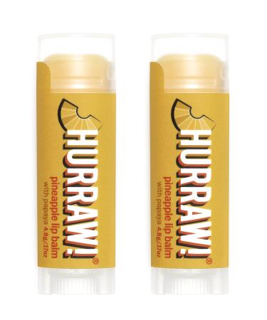 Hurraw! Pineapple Lip Balm 2 Pack: Organic Certified Vegan Cruelty and Gluten Free. Non-GMO 100% Natural Ingredients. Bee Shea Soy and Palm Free. Made in USA