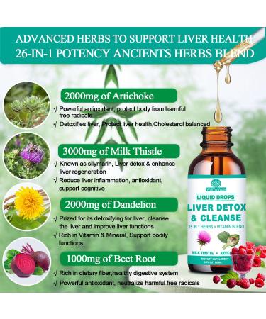 Liver Cleanse Detox & Repair | Herbal Supplement with Milk Thistle Artichoke Dandelion & NAC | Liquid Drops for Liver & Kidney Health - Buy Online on GoSupps.com