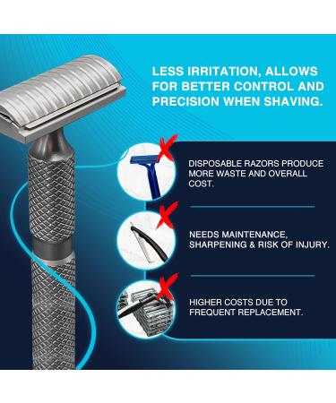 Luxury Aluminum Double Edge Safety Razor - Smooth Shave Travel Razor & Custom Handle - Made in USA - Buy Online on GoSupps.com