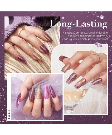 AZUREBEAUTY Dip Powder Nail Kit - 4 Colors Brown Purple Glitter Starter Liquid Set Base & Top Coat Activator for DIY Nail Art & Manicure at Home - Buy Online on GoSupps.com