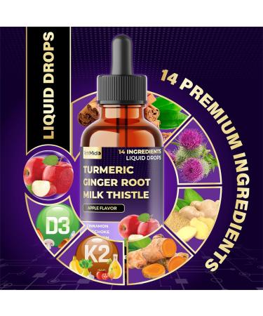 Tenmido 14in1 Liquid Turmeric Supplement with Ginger Milk Thistle Ceylon Cinnamon Artichoke Quercetin Berberine HCl Rosehip Dandelion Black Pepper & More - 30ml 1Fl Oz - Buy Online on GoSupps.com