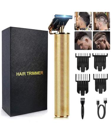 Hair Clippers for Men,Professional Hair Trimmer Cordless Hair Clipper Zero Gapped T-Blade Beard Trimmer, Hair Trimmer for Men Rechargeable Grooming Kit with Guide Combs Gifts for Men(Gold)