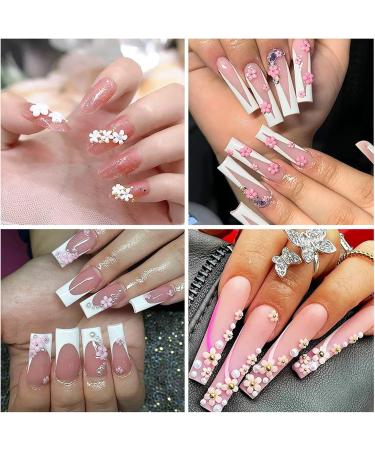 6 Grids Flower Nail Parts Decoration Mixed Steel Beads Gems Charms Floral Steel Beads Manicure Decoration Accessories Flower Nail Charms for Women - Buy Online on GoSupps.com