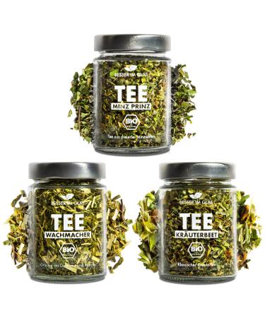 Better in the glass organic tea gift set "Wachmacher" Mint Prinz "&" herbal bed "| 150 portions of loose tea sweet & without sugar | green tea organic | tea set sustainable | tea gift vegan | tea loose little herb garden