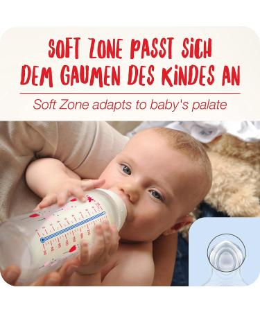 NUK First Choice+ Night Baby Bottle Set | Glow in The Dark, 300ml, 6-18 Months | Anti-Colic Valve & Temperature Control | BPA Free | Silicone Teat | Koala Design | 3 Pack (Red) - Buy Online on GoSupps.com