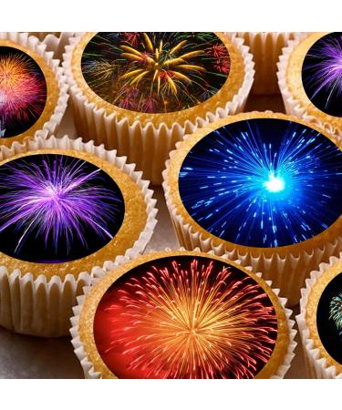 cakes 24 edible PRE CUT Fireworks style kids childrens party decorations Wafer Paper Cupcake Fairy Cake Toppers Multi