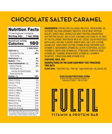 FULFIL Vitamin & Protein Snack Bars Variety Pack - 15g Protein, 8 Vitamins with Vitamin C - 12 Count - Buy Online on GoSupps.com