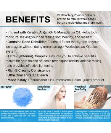 VR Blue Bleaching Hair Powder - Extra Strength Lightener & Toner by Cocohoney - Made in Italy (500g) - Buy Online on GoSupps.com