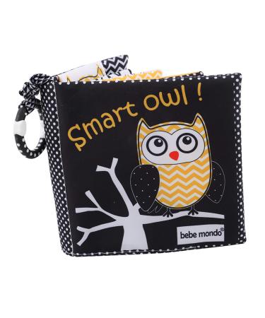 Newborn Baby Toys 0-6 Months Crinkle Cloth Books For Babies Infants  Tummy Time Mirror Toy High Contrast sensory Toys  Black White Baby Book 1 Year Old Stroller Car Toys 3-6 Months Boys Girls Gift-Owl