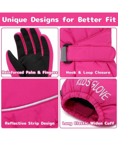 Olreco Kids Snow Gloves - Waterproof Winter Ski Gloves for Boys & Girls (7-10 Years) - Rose - Buy Online on GoSupps.com