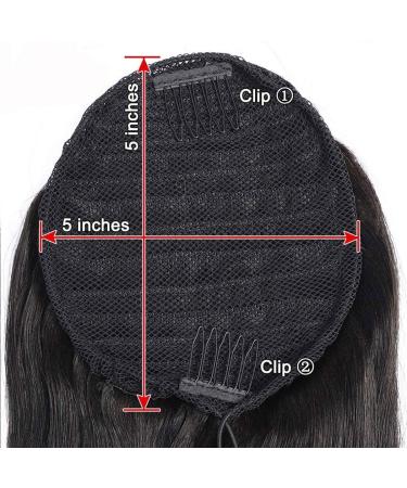 Ponytail Human Hair Extension - 12 Straight Drawstring Ponytail in Natural Black for Women - Buy Online on GoSupps.com