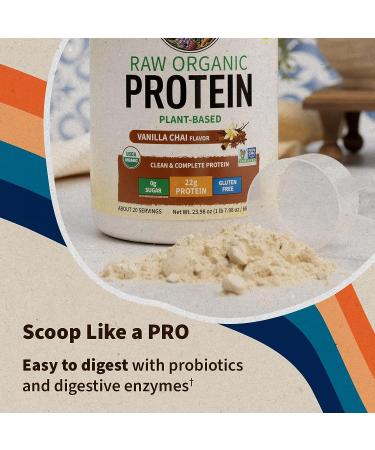 Organic Vegan Vanilla Chai Protein Powder - Garden of Life 22g Plant Based Raw Protein & BCAAs with Probiotics, Digestive Enzymes - Non-GMO, Gluten-Free, Lactose Free - 1.5 LB Vanilla Chai - Buy Online on GoSupps.com