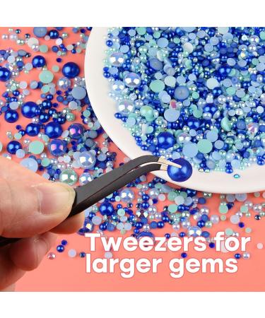 Astaron 50g Mix: Blue Flatback Pearls & Glitter Stones for Handicrafts - 3mm-10mm Rhinestones for DIY Art Nails Shoes & Clothing - Buy Online on GoSupps.com