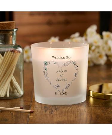 Personalised Large Double Wick Wedding Candle Gift with Dusty Blue Heart (Fresh Cotton) - Buy Online on GoSupps.com