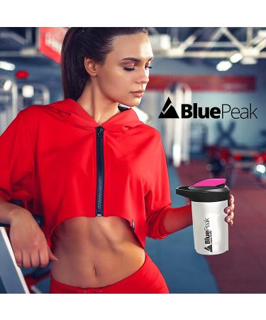 BluePeak 20 oz Protein Shaker Bottle with Dual Mixing Technology, Loop Top, BPA Free - 2 Pack (Black & Pink) - Buy Online on GoSupps.com