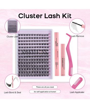 168 Pcs Cluster Eyelash Extensions Kit | DIY Lashes Extension Kit with Bond & Seal | Individual Lashes Kit for Home | 9-16mm Mixed Wide-stem Cluster Lash | Includes Applicator | 1 Count - Buy Online on GoSupps.com