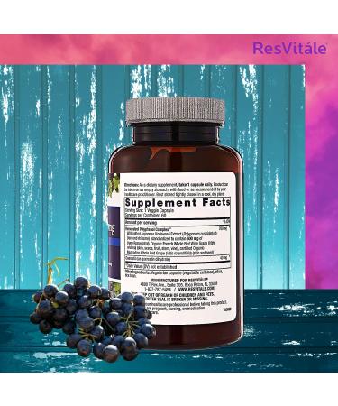 ResVitale Resveratrol 500mg - Anti Aging Antioxidant Supplement with Grape Extract & Quercetin - 60 Veggie Caps - Buy Online on GoSupps.com
