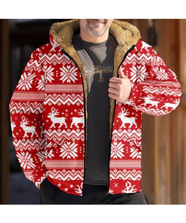Men's Fleece Plush Jacket - Oversized Warm Zipper Wool Cardigan | Elegant Winter Coat & Breathable Hooded Jacket 5XL Red - Buy Online on GoSupps.com