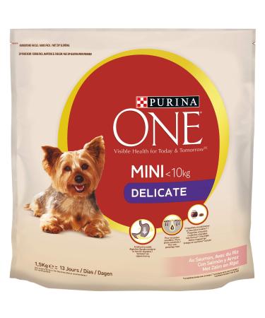 Purina One Mini Delicate, Salmon, With Rice - 1.5kg - Dry Food for Small Dogs, with Sensitive Digestion - Pack of 6*1.5 KG