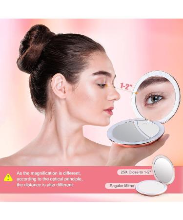 B Beauty Planet 25X Magnifying Mirror with Dimmable Light | Travel Makeup Mirror with Liquid Bling Quicksand Design | Portable Folding Mirror for Handbag | USB Charging - Buy Online on GoSupps.com