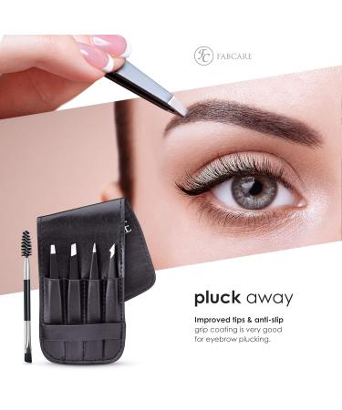 Professional Eyebrow Tweezers with Case - Anti-Slide Coating & Improved Grip - Plucking Fabcare for Perfectly Shaped Brows - Buy Online on GoSupps.com