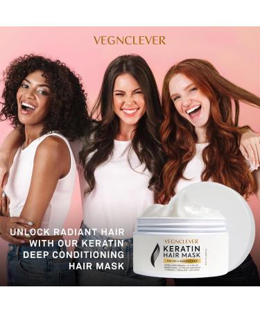 Vegnclever Keratin Hair Mask: Keratin Hair Treatment Mask Deep Conditioning Hair Mask Treatment Hair Deep Conditioner Mask for Damaged Dry Hair Keratin Hair Mask for Fine Curly and Straight Hair - Buy Online on GoSupps.com