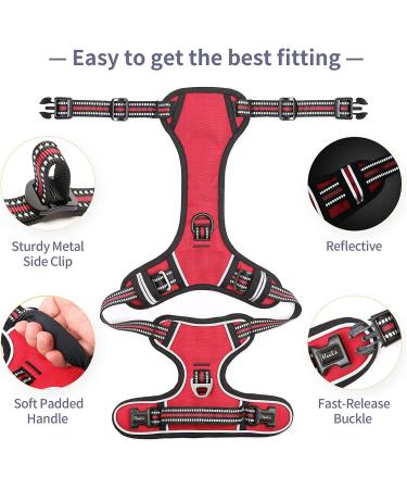 Buy Heele Dog Crockery & No-Pull Harness | Breathable Adjustable Reflective Dishes for Large Dogs - XL Red - Buy Online on GoSupps.com