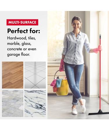 Heavy Duty Floor Patented Squeegee 46 Cm Solid Natural Rubber Blade Long 4 Parts Handle 140 cm- Dries Flat & Curved Surfaces- Best for Washing & Drying Shower Glass/Bathroom/Kitchen/Windshield - Buy Online on GoSupps.com