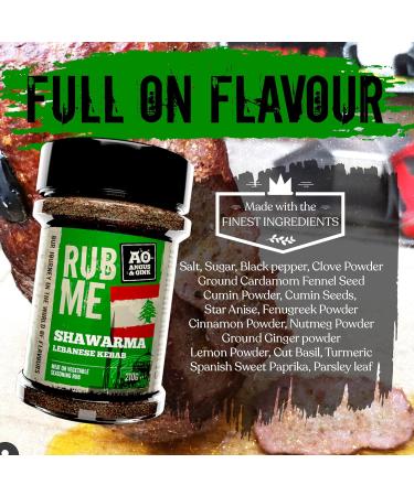 Angus & Oink | Shawarma Lebanese Kebab Rub | Meat or Vegetable Seasoning Rub | Perfect For Lamb or Vegetables | Ideal for Grilling Smoking & Oven | 220g - Buy Online on GoSupps.com