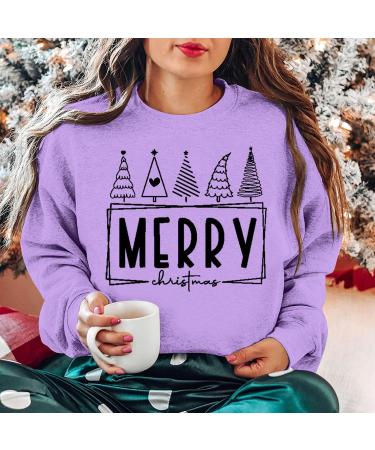 Yihaojia Plus Size Merry Christmas Sweatshirt Women Cute Christmas Letter Graphic Shirt Casual Long Sleeve Pullover Blouse Purple#7 6X-Large - Buy Online on GoSupps.com