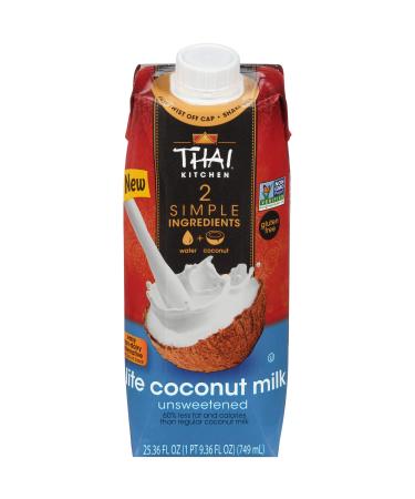 Thai Kitchen Unsweetened Lite Coconut Milk (Resealable, Dairy Free, Simple Ingredients), 25.36 fl oz (Pack of 6)